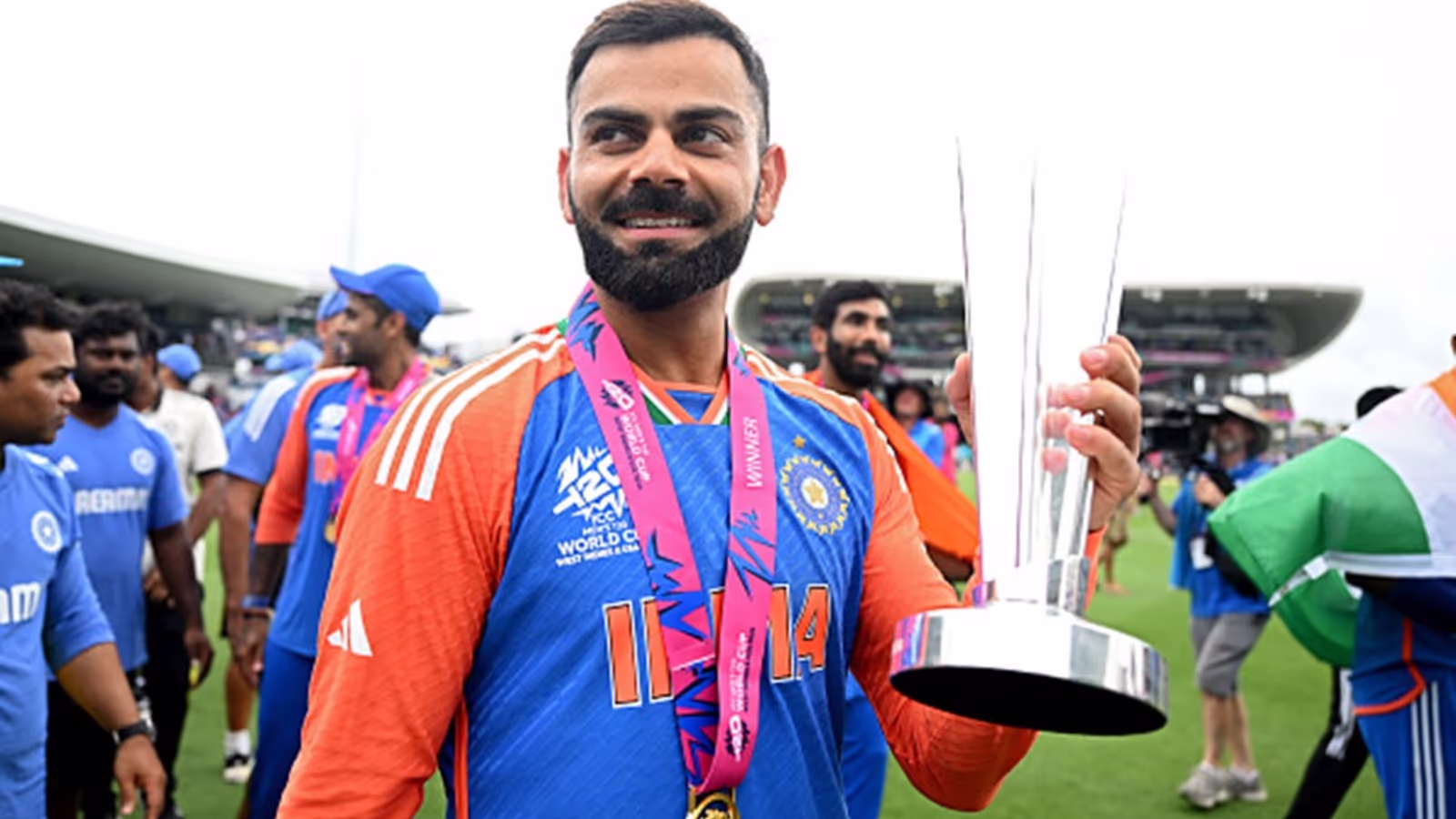 Indian cricketer Virat Kohli celebrating a century, representing his journey as a modern cricket legend
