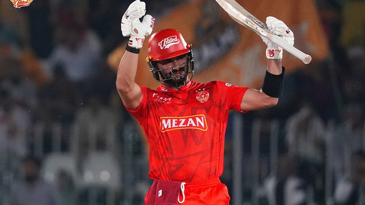 Sahibzada Farhan celebrates after scoring his fourth T20 century in HBL PSL Season 10