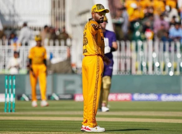 Babar Azam looking concerned during a Pakistan Super League match amid Zalmi’s poor performance