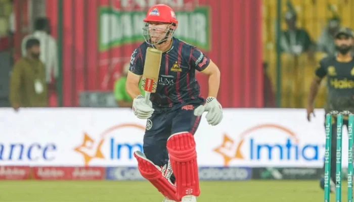 Karachi Kings captain David Warner reacts during a PSL 10 match after facing an unexpected setback