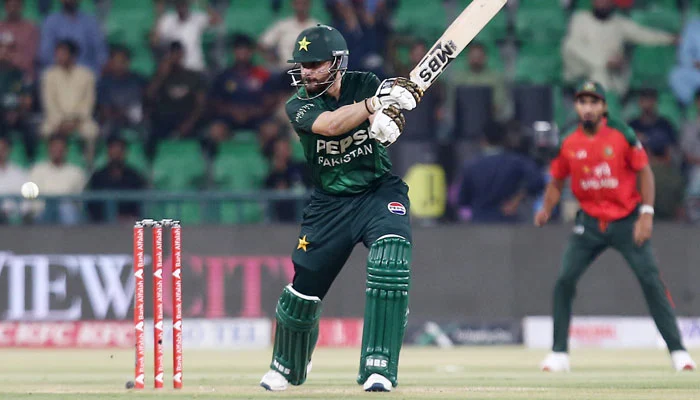 Salman Ali Agha celebrates with teammates after Pakistan's victory over Bangladesh